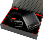 Pierre Cardin portfel i pasek do spodni męski zestaw skóra naturalna