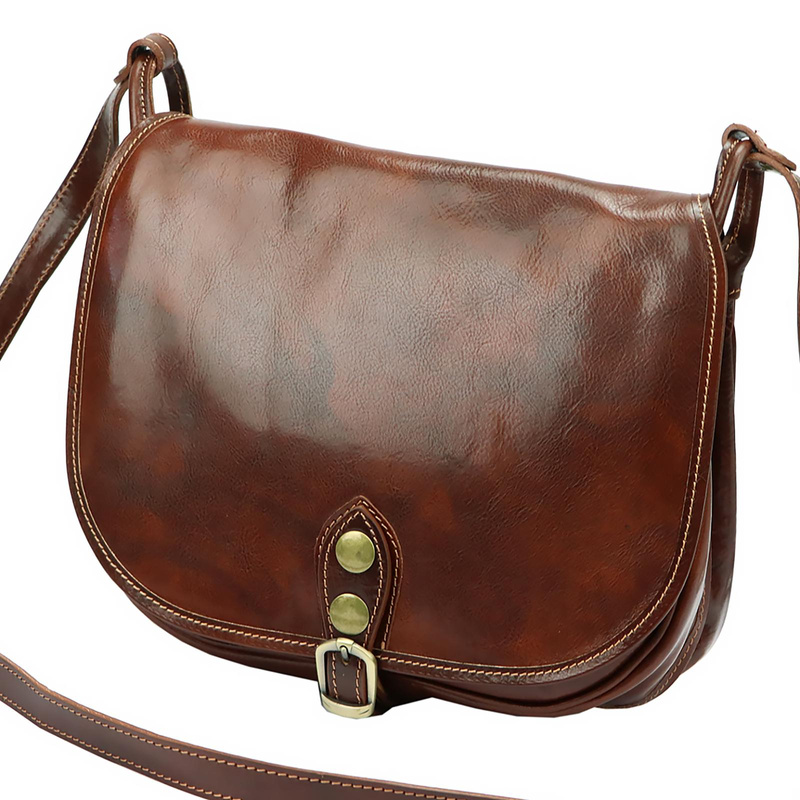 Florence skórzana damska listonoszka torebka na ramię dwukomorowa