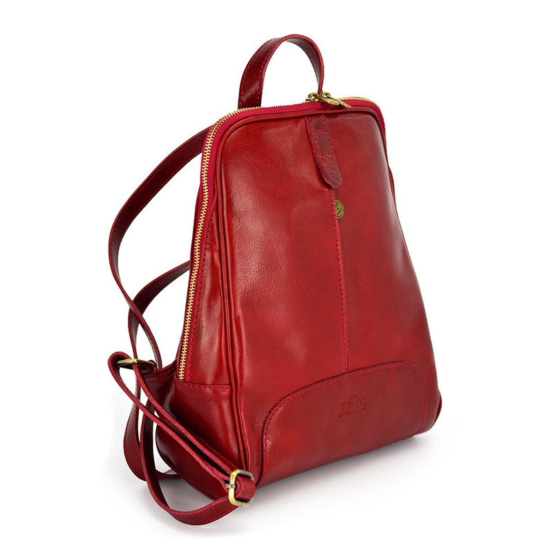 Florence Miejski Damski plecak skóra naturalna z kieszeniami na suwak