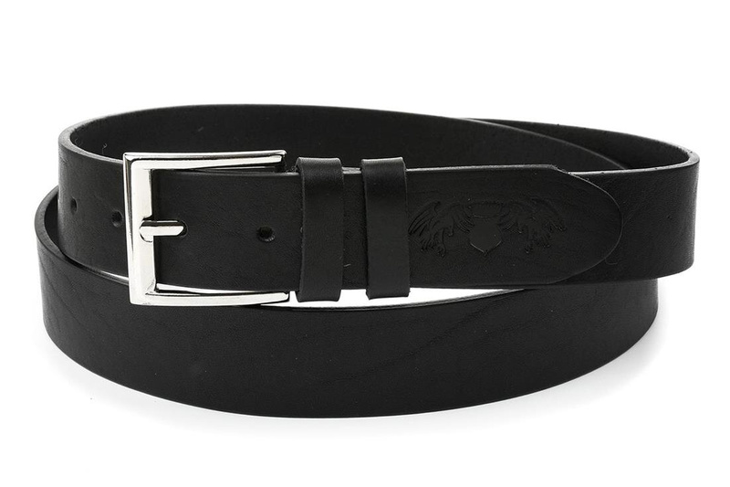 Beltimore skórzany licowy pasek męski czarny 3,5 cm E10 : Kolory - czarny, Rozmiar pasków - r.115-130 cm