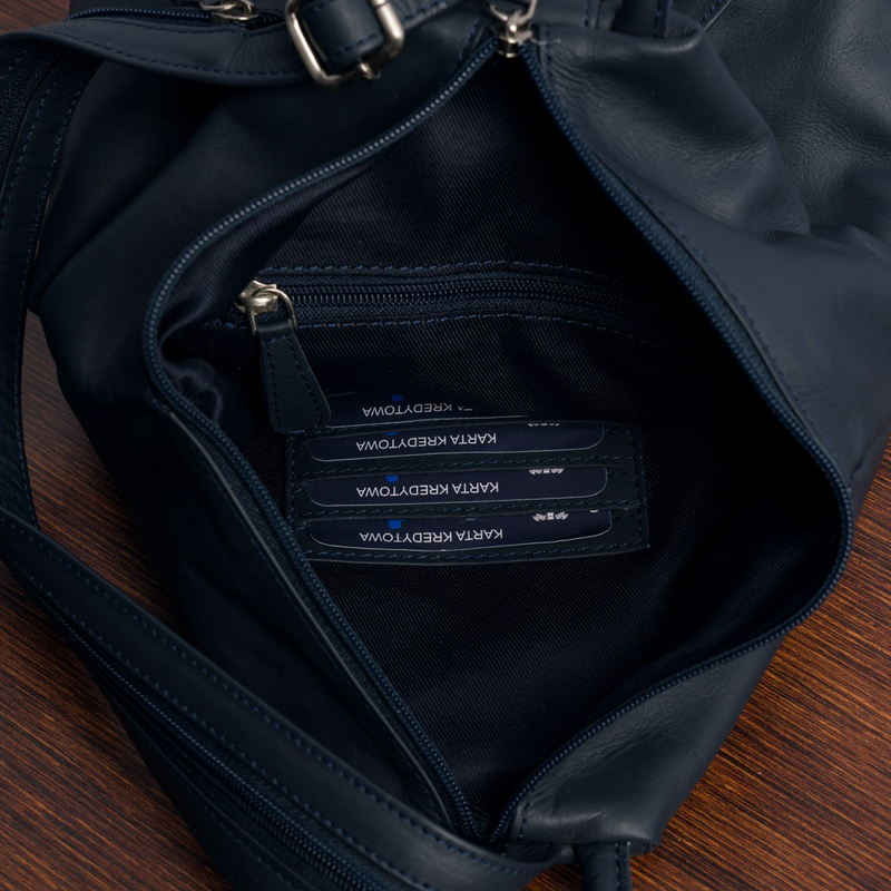 Plecak damski włoski plecaczek skórzany granatowy mały Beltimore T52