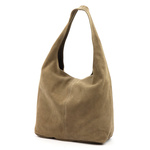 Vera Pelle damska duża torebka na ramię skóra naturalna zamszowa shopperbag