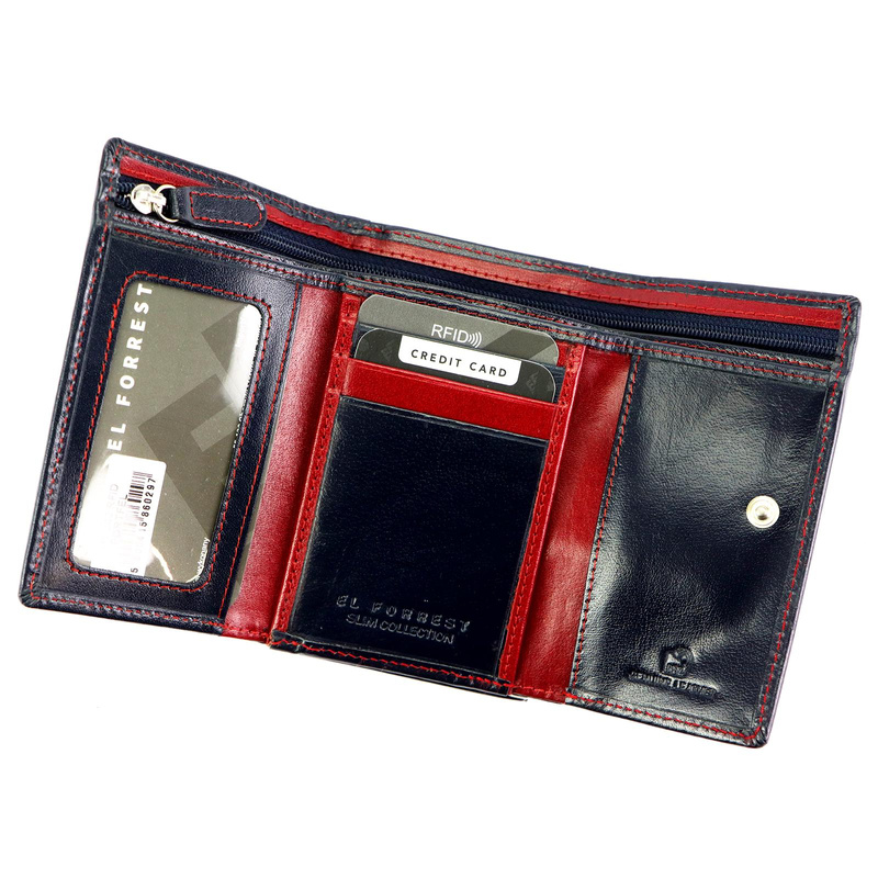 EL FORREST damski portfel skóra naturalna kieszeń na bigiel RFID