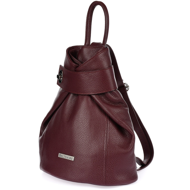 Burgundowy skórzany plecak damski elegancki z zapięciem Beltimore T54