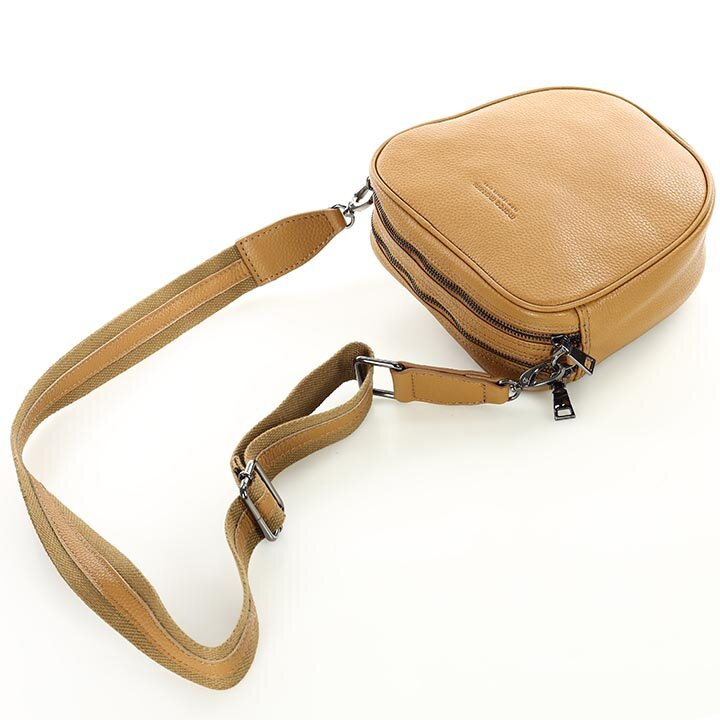 Torba skórzana na dwa zamki crossbody camera bag - MARCO MAZZINI brąz ciemny