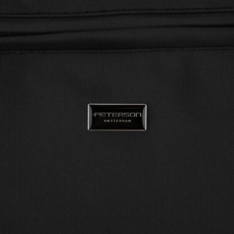 Czarna, pojemna shopperka damska na uchwytach i doczepianym pasku - Peterson