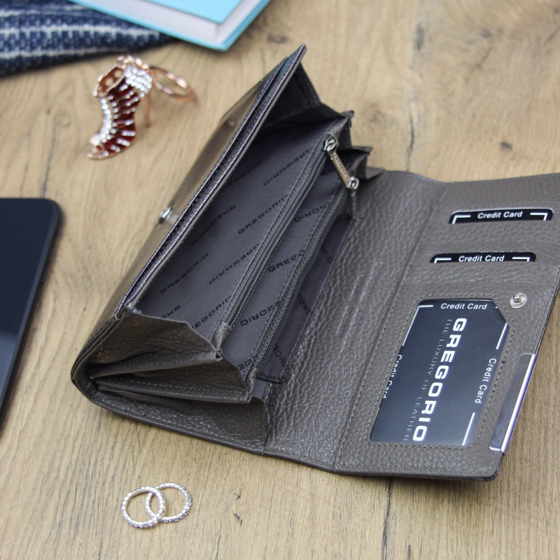 Gregorio damski portfel skóra naturalna duża portmonetka skóra krokodyla