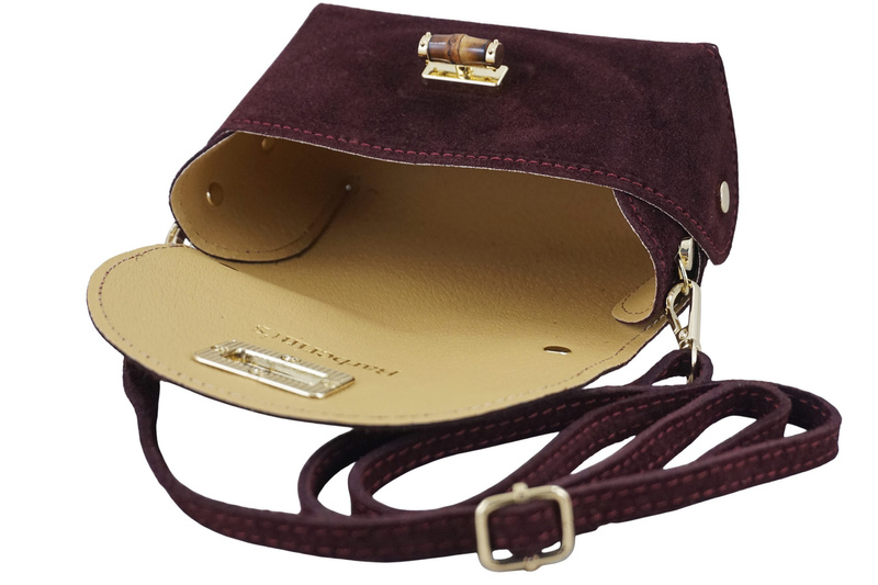 Mała torebka zamszowa wizytowa - Bordowa