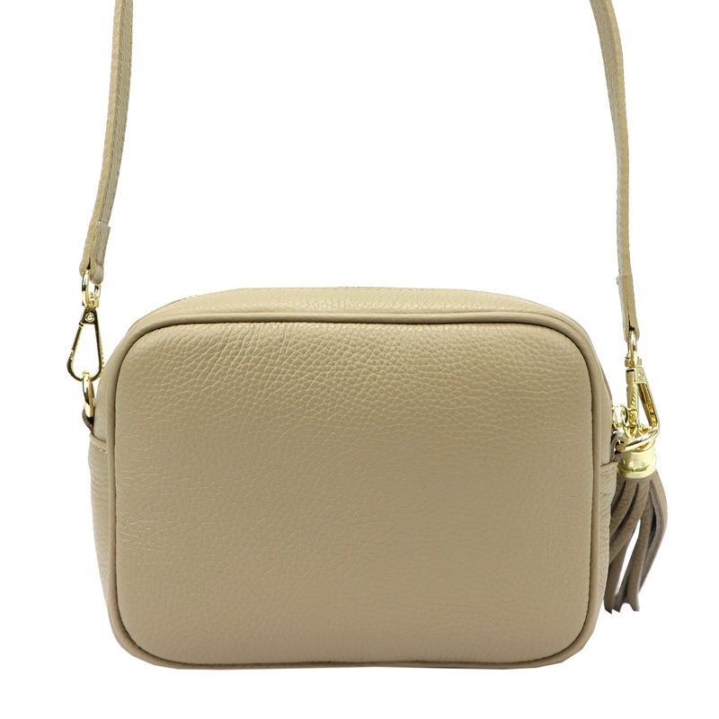 MiaMore Skórzana zgrabna damska listonoszka torebka z brelokiem frędzlem