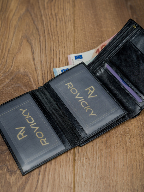 Skórzany Pionowy męski portfel z RFID od Rovicky