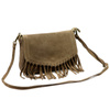 Zamszowa skórzana damska listonoszka z frędzlami torebka na ramię Luka