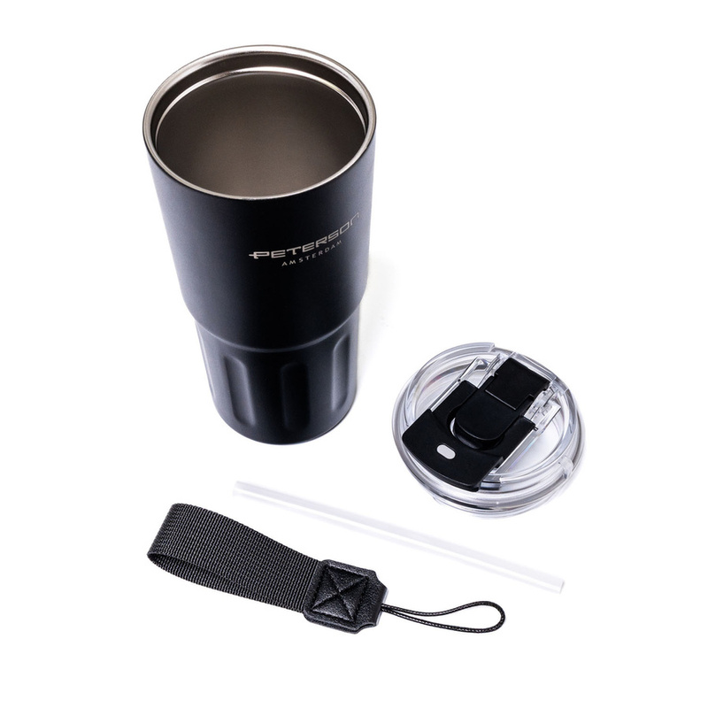 Kubek termiczny ze stali nierdzewnej w czarnym kolorze - Peterson