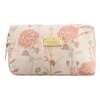 Różowa kosmetyczka z poliestru, jednokomorowa i ozdobiona kwiatowym wzorem - Peterson