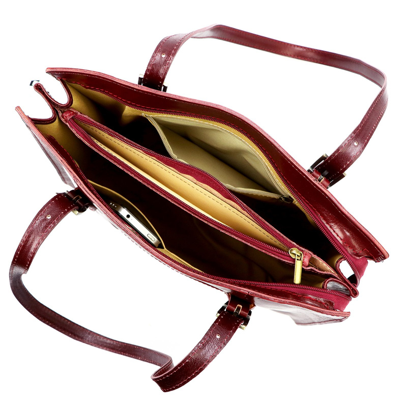 Damska elegancka dwukomorowa shopperbag na ramię z przegrodą Florence