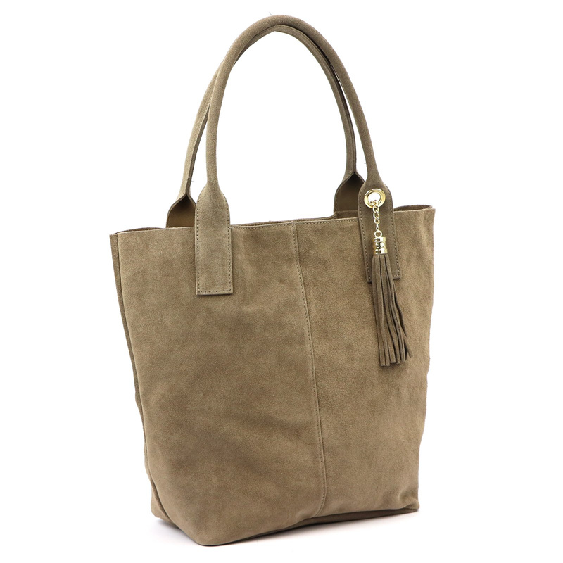 Vera Pelle zamszowa damska shopperbag skóra naturalna torebka na ramię