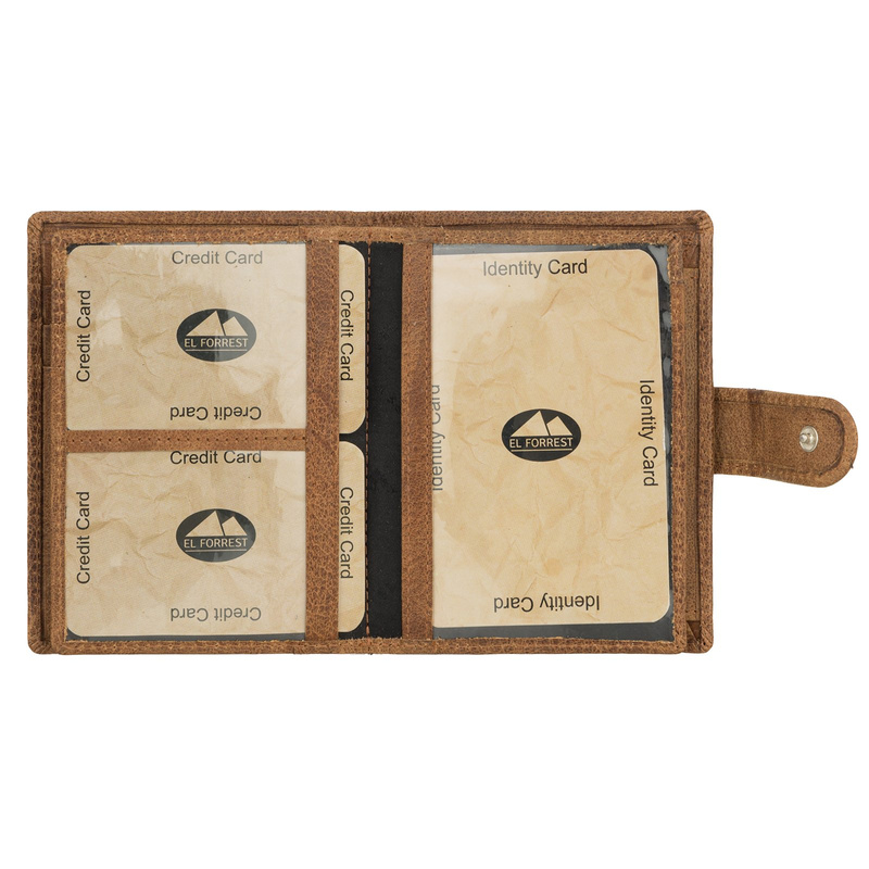 EL FORREST męski portfel pionowy rozbudowany skórzany na zatrzask RFID