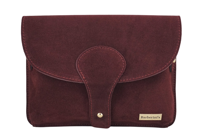 Zamszowa listonoszka na szerokim pasku - Bordowa