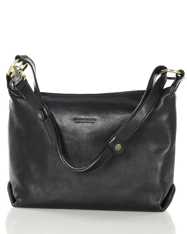 Luksusowa torebka skórzana na długim pasku z regulacją - MARCO MAZZINI czarna