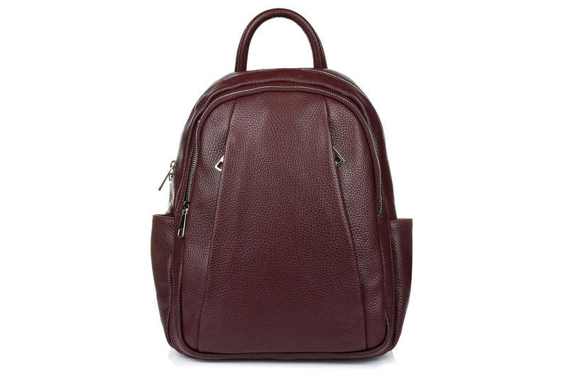 Granatowy Włoski Plecak Skórzany A4 damski dużo kieszeni C79