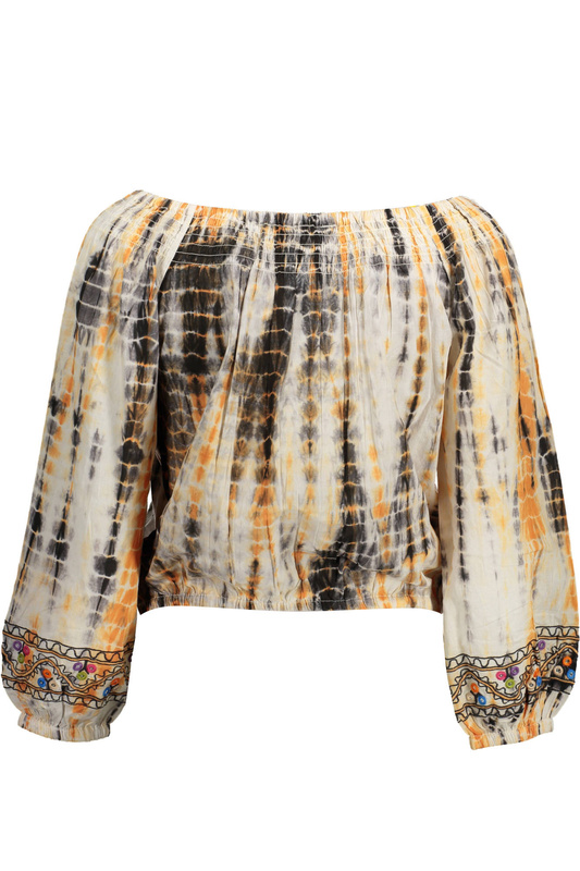 DESIGUAL T-SHIRT Z DŁUGIM RĘKAWEM DAMSKI BEŻOWY