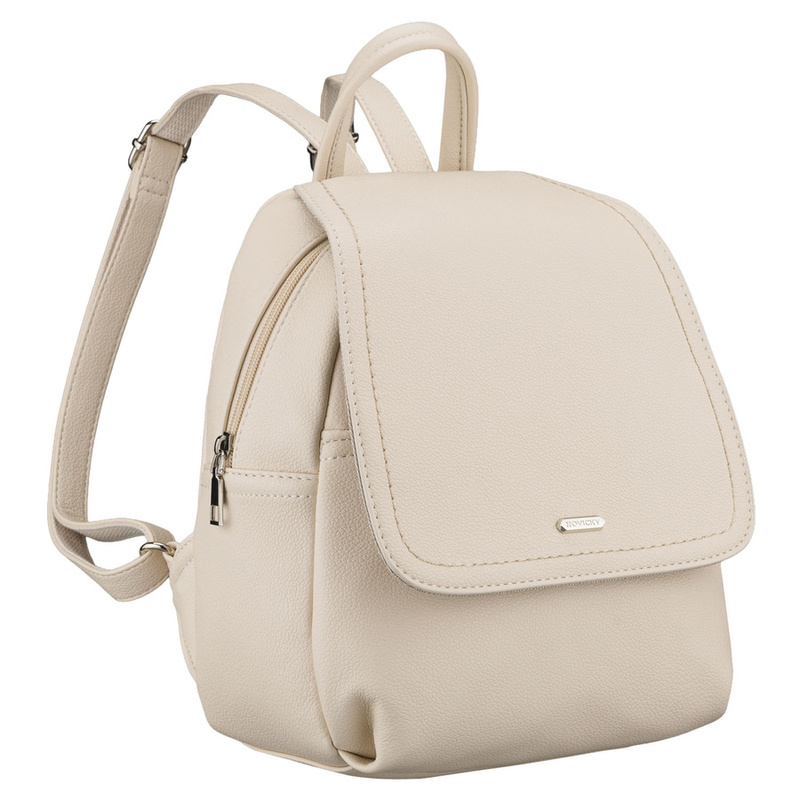 Miejski plecak damski ze skóry ekologicznej w jasnobeżowym kolorze - Rovicky