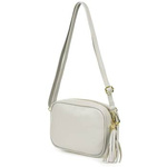 Camel mała damska listonoszka z frędzlem przewieszka z włoskiej naturalnej skóry licowej P14