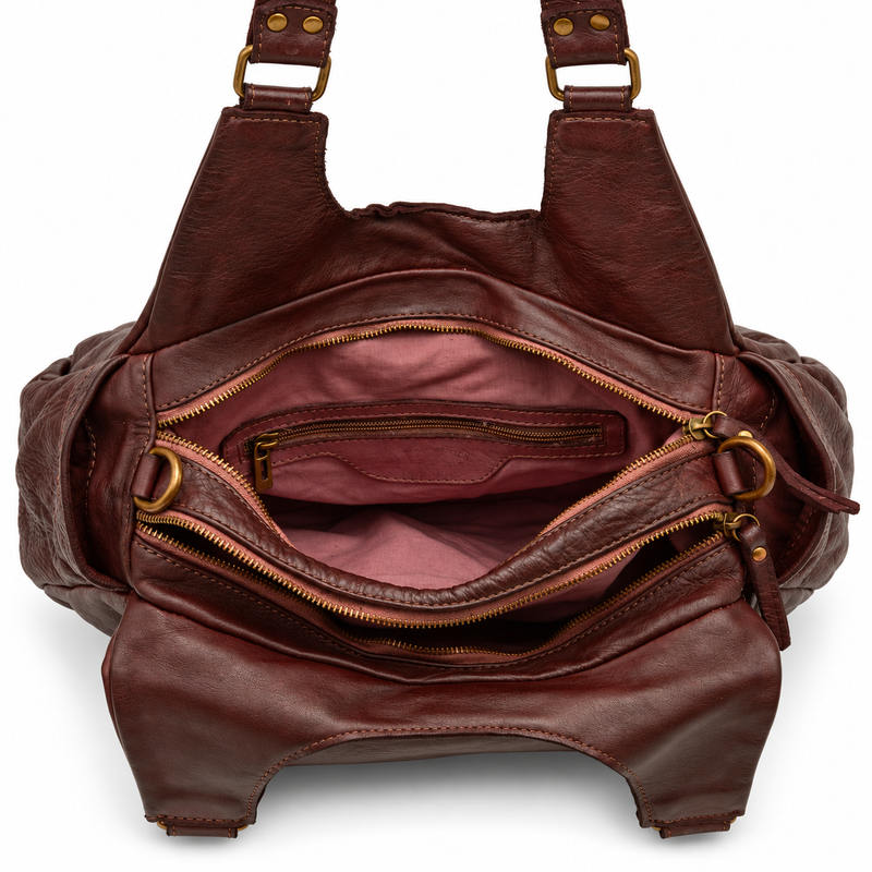 PELLE LAVATA Skórzana Torebka ShopperBag Na Ramię Vintage 3 Kieszenie