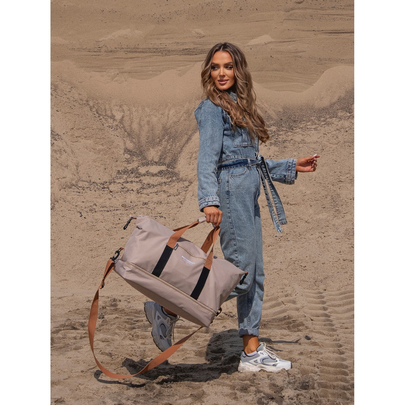 Beżowa, wodoodporna torba podróżna z poliestru - Peterson