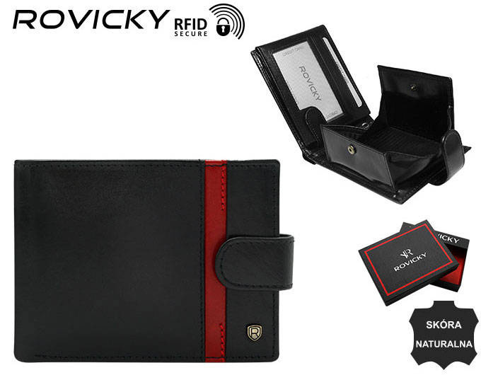 Skórzany męski portfel Rovicky N61-RVT RFID