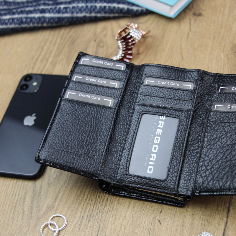 Skórzany piękny damski portfel podłużny Gregorio