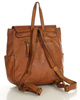 Plecak damski skórzany pleciony z kieszeniami  - MARCO MAZZINI brąz camel