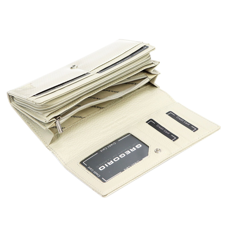 Lakierowany damski portfel skórzany duży Gregorio