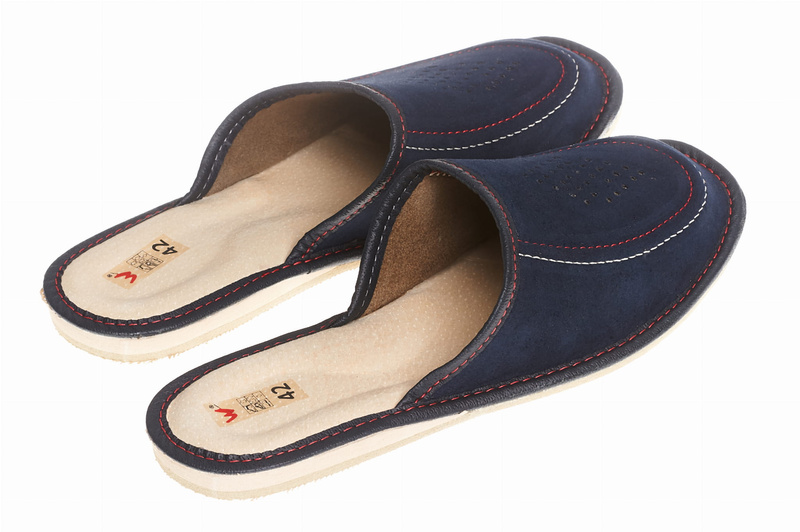 Wójciak Podhale męski zabudowane domowe kapcie skóra naturalna klin 1,5 cm