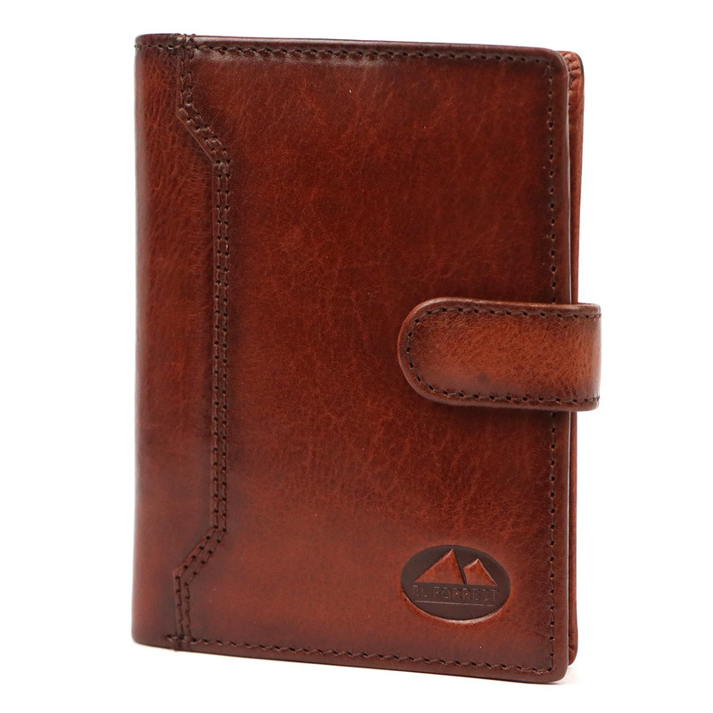 EL FORREST męski portfel pionowy rozbudowany skórzany na zatrzask RFID