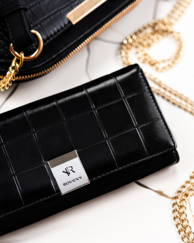 Rovicky damski duży portfel skóra naturalna i eko podłużna portmonetka