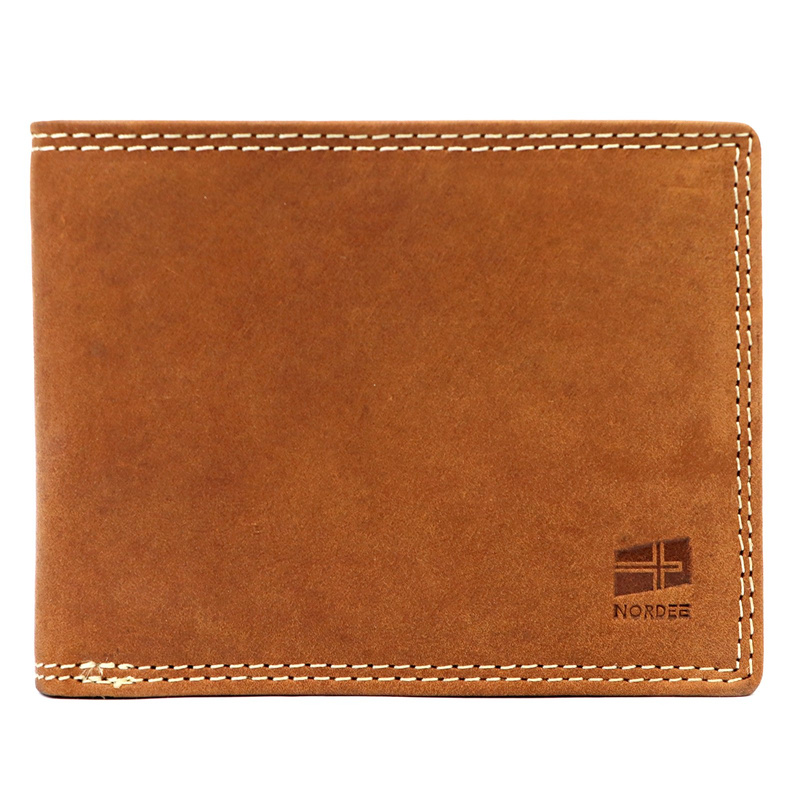 Nordee męski poziomy portfel skóra naturalna kompaktowy i pojemny
