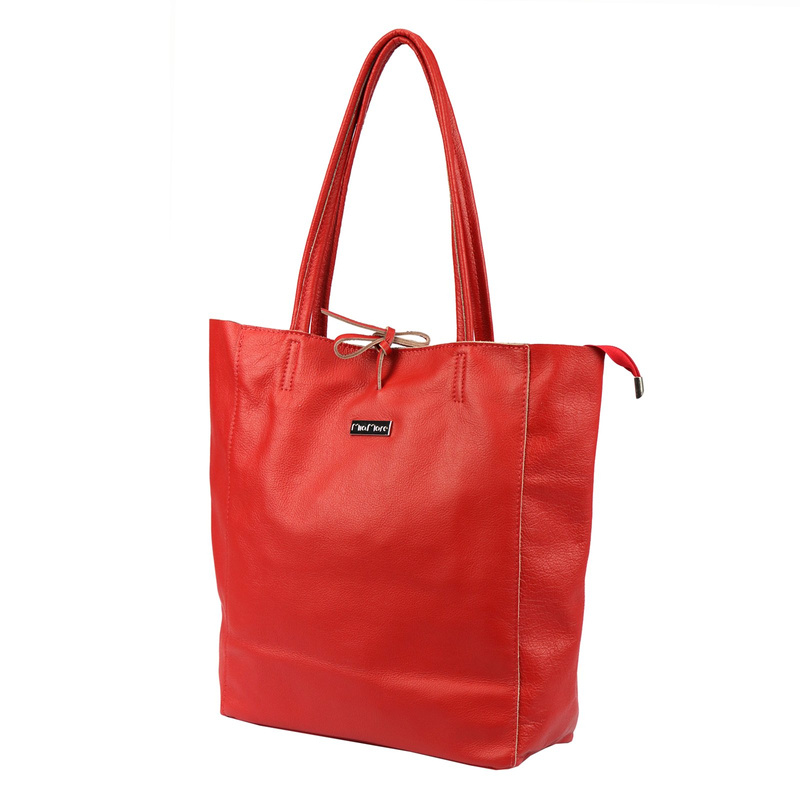 MiaMore Skórzana damska shopperbag duża torabka na ramię z kieszenią