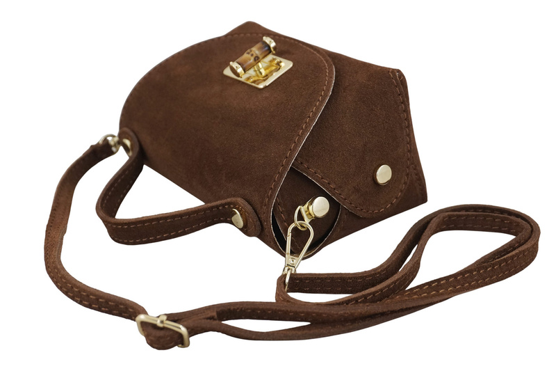 Mała torebka zamszowa wizytowa - Brązowa