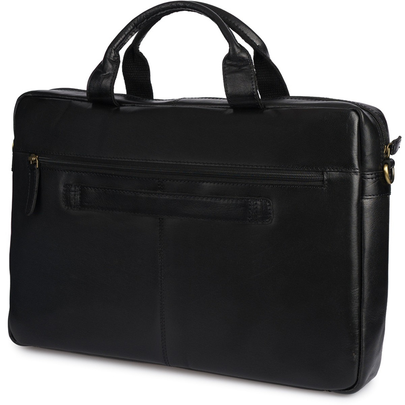 Torba męska skórzana na ramię laptopa duża biznesowa czarna Beltimore N07