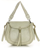 Marco Mazzini Torebka classic saddle bag ze skóry naturalnej na ramie beż taupe