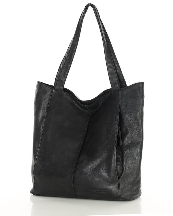 Miękka torba typu shopper skórzana na ramię - MARCO MAZZINI - czarny