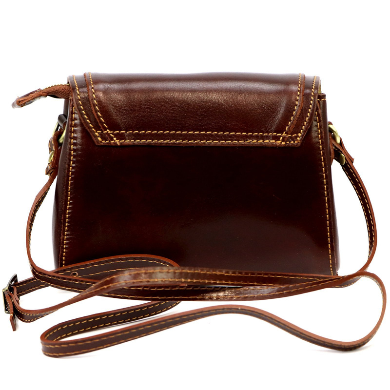 Florence Torebka Skórzana Damska Listonoszka Mała Organizer 2 Komory