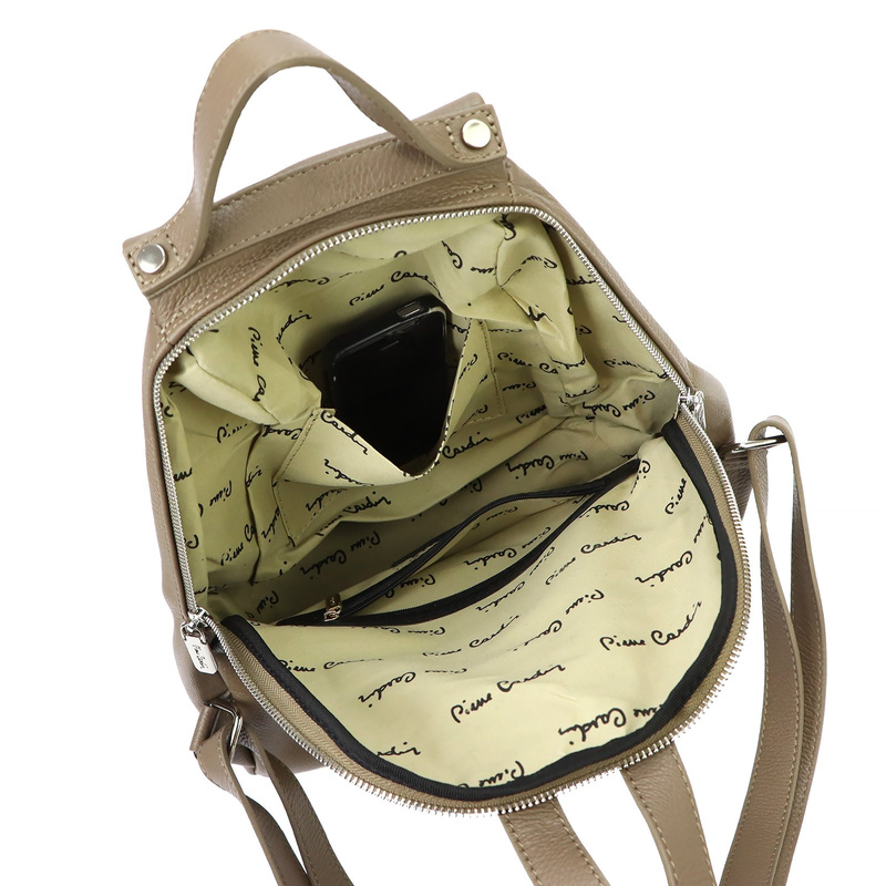 Pierre Cardin damski Skórzany duży plecak miejski duży z kieszeniami