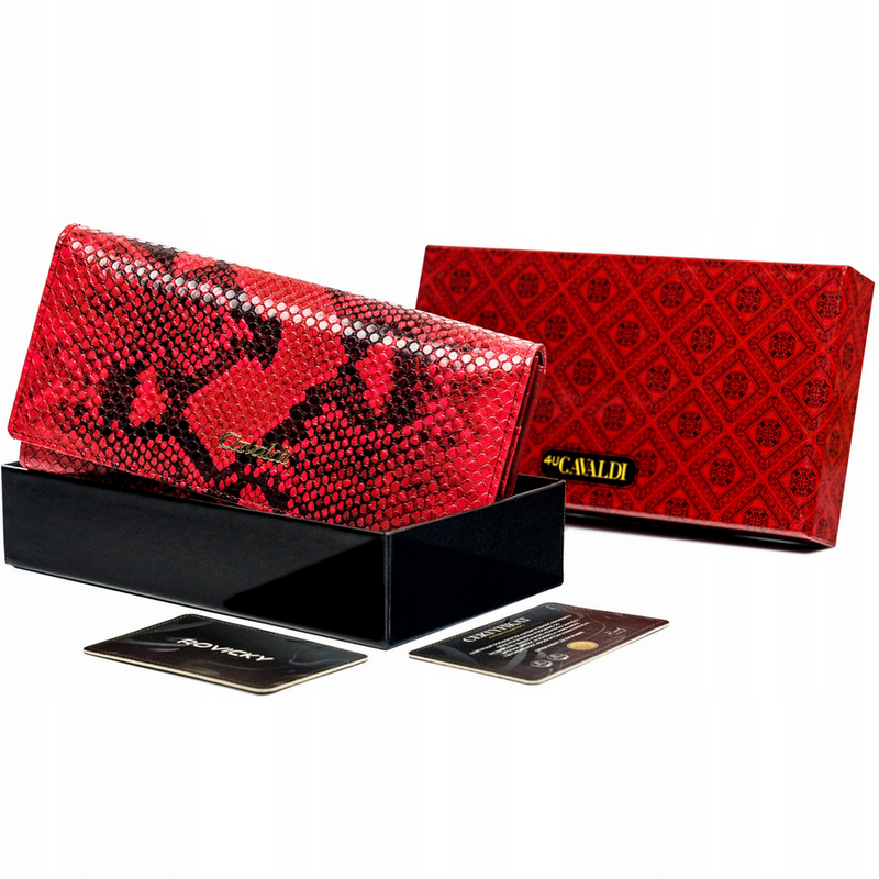 4U Cavaldi damski portfel podłużna duża klasyczna portmonetka skóra węża