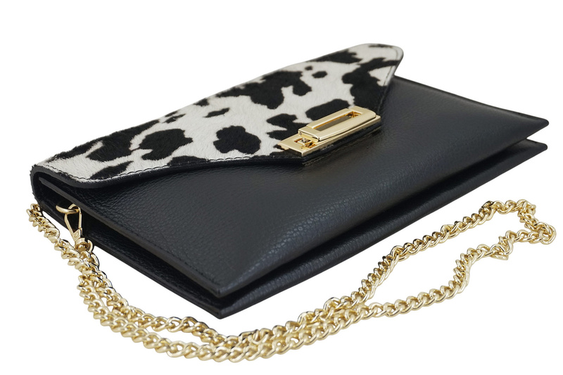 Skórzana torebka do ręki i na ramię - Czarna