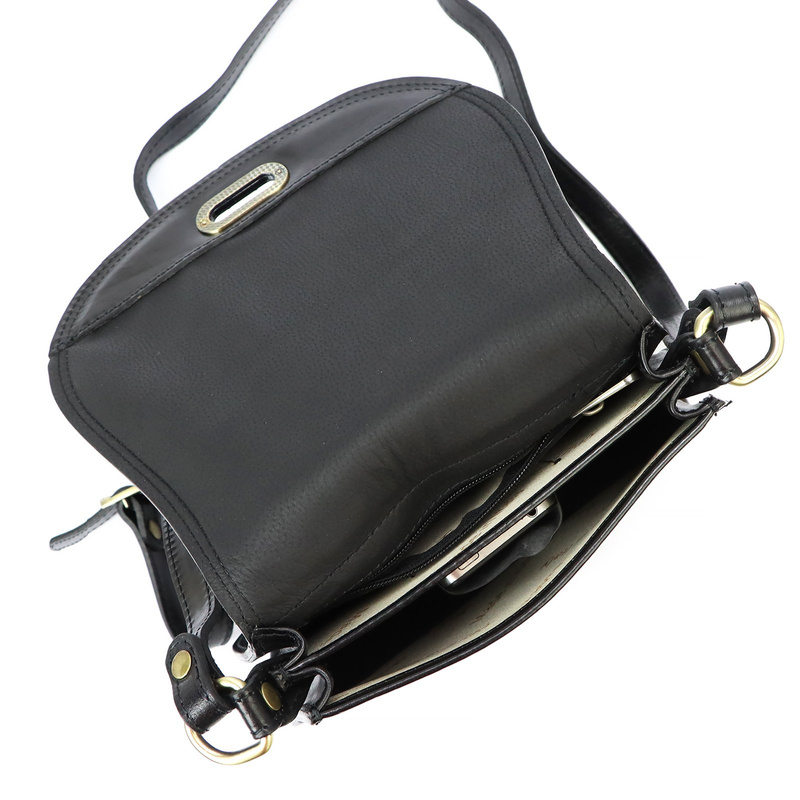 Florence Skórzana damska listonoszka torebka na ramię dwukomorowa z klapą