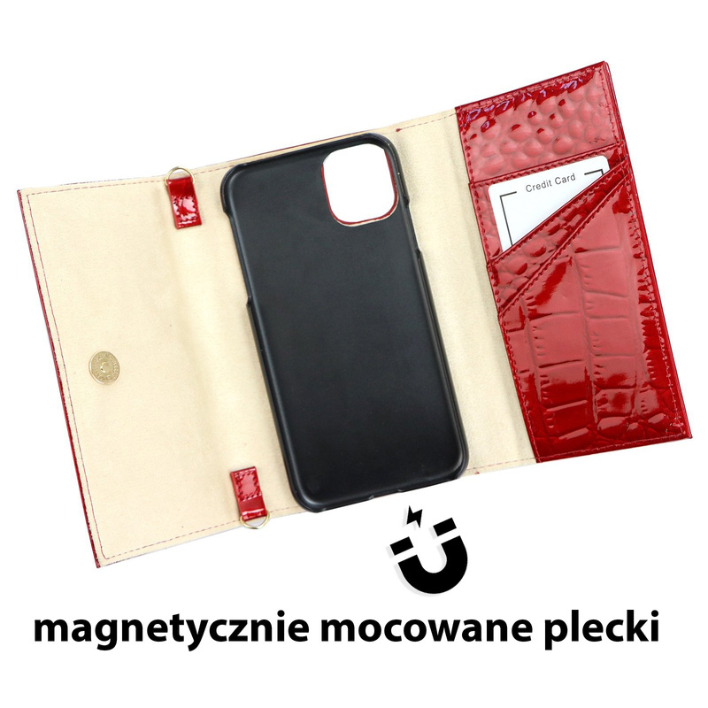 MiaMore etui na telefon Iphone 11 case skóra naturalna lakierowana pasek