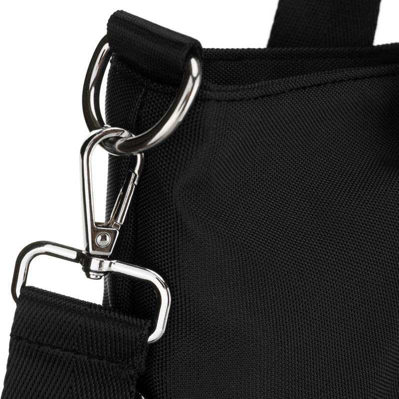 Jednokomorowa, czarna shopperka damska zamykana suwakiem - Peterson