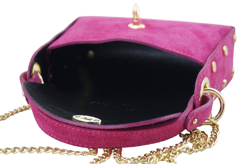 Zamszowa torebka wizytowa - Fuksja