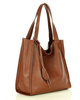 Modna torebka damska skórzany shopper bag - MARCO MAZZINI Portofino Max brąz